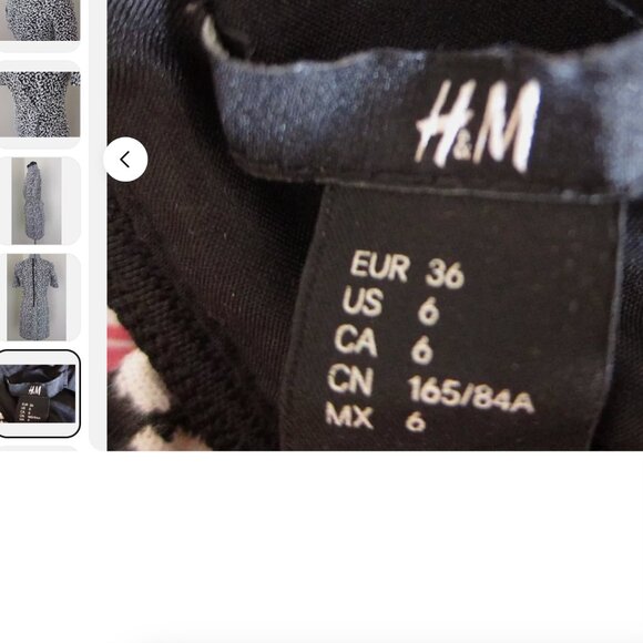 H & M BLACK & WHITE ANIMAL PRINT POLYESTER COTTON BLEND SHORT SLEEVE DRESS-SZ 6 - Picture 4 of 7